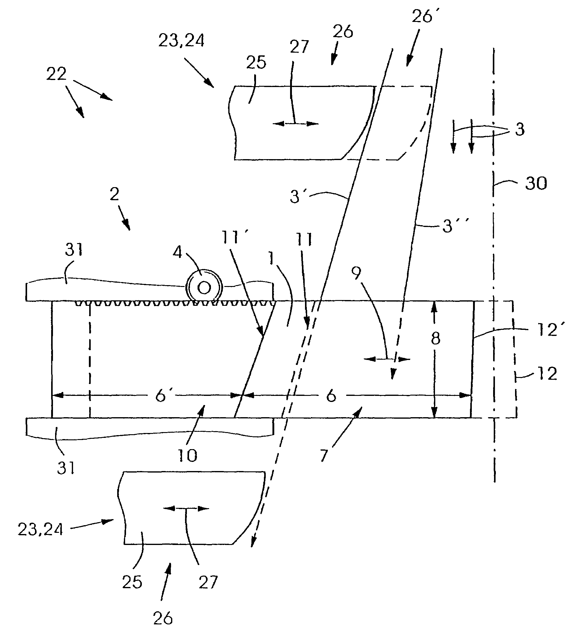 Leaf, multi-leaf collimator, device for delimiting beams and irradiation device