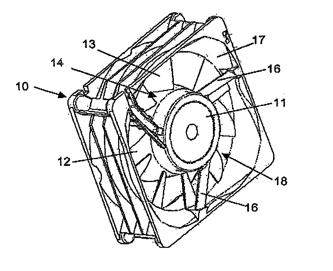 Compact diagonal fan