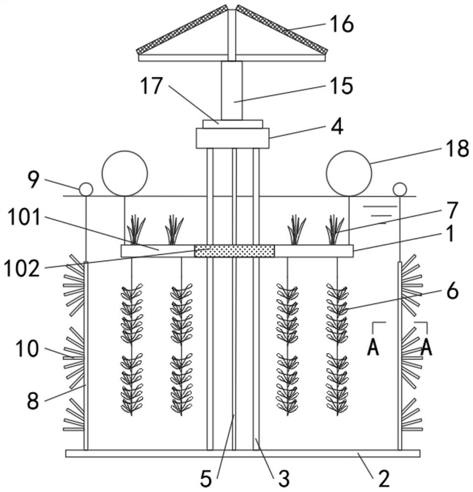 Activated carbon and aeration coupled algal inhibition type biological floating bed