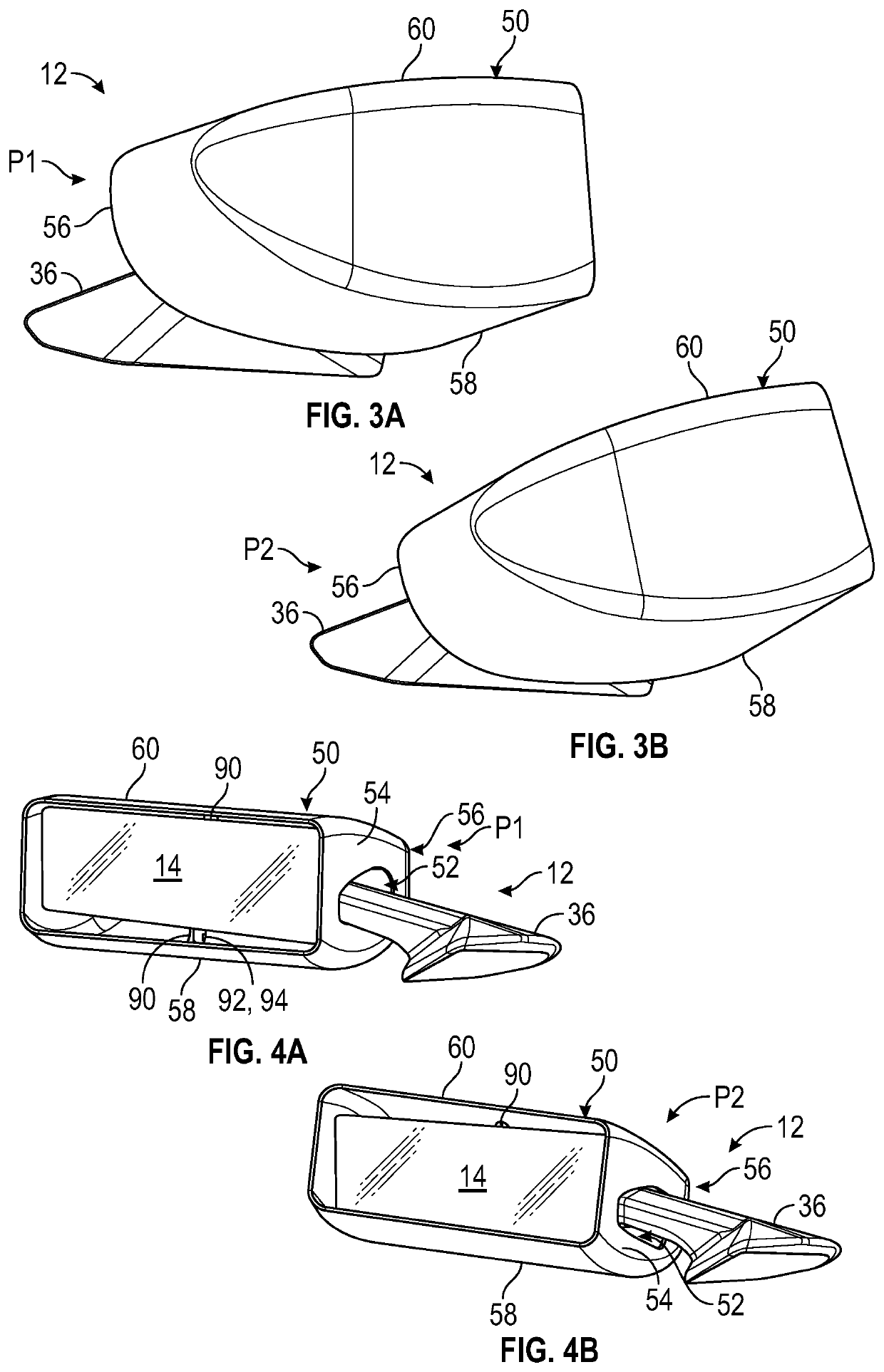 Active outside rear view device enclosure