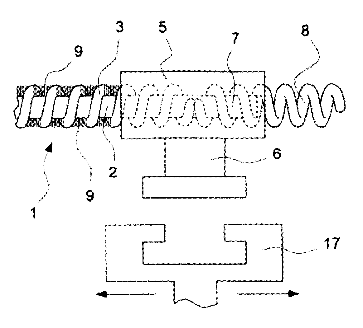 Rising cable with stabilized driver