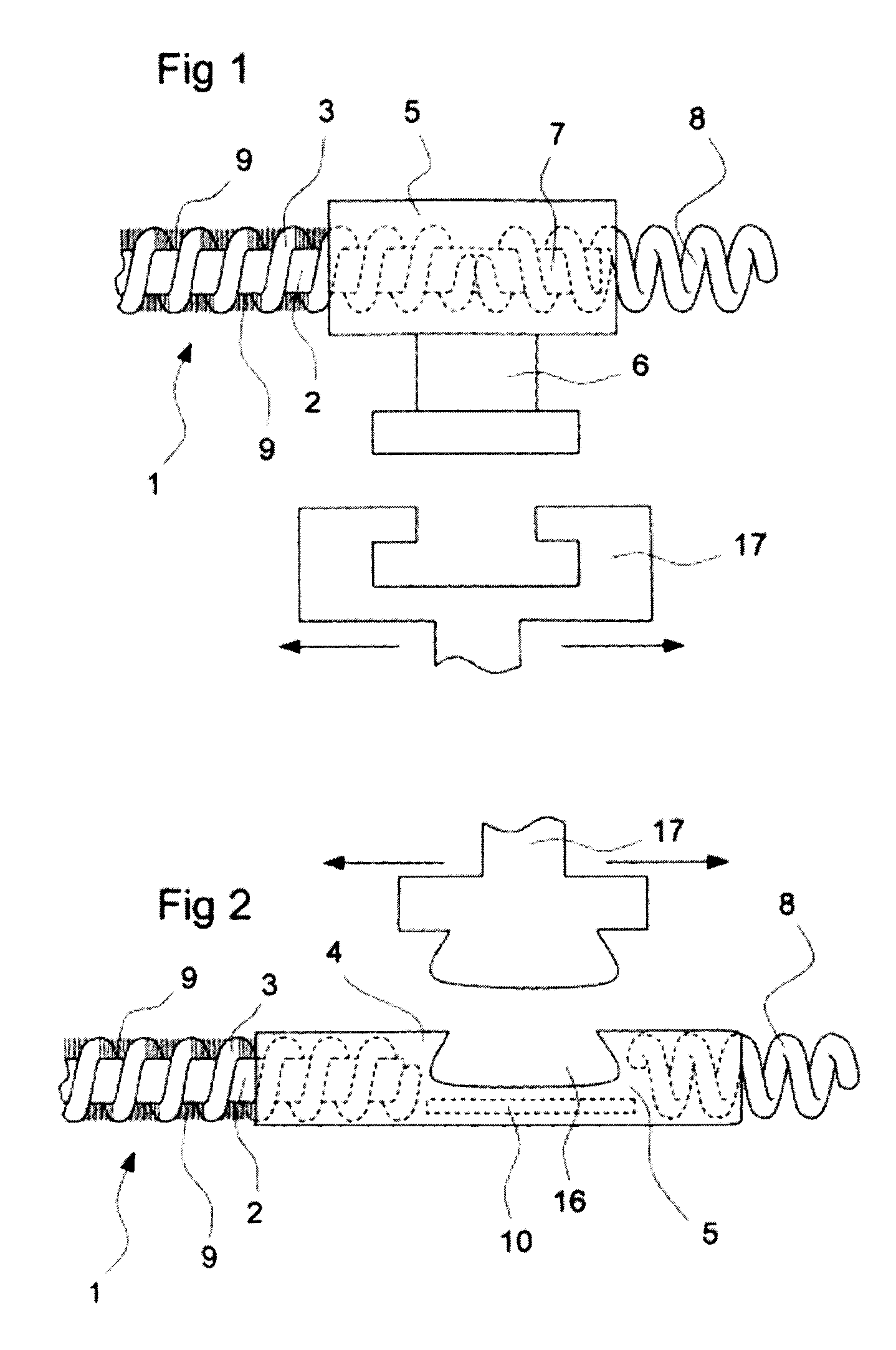 Rising cable with stabilized driver