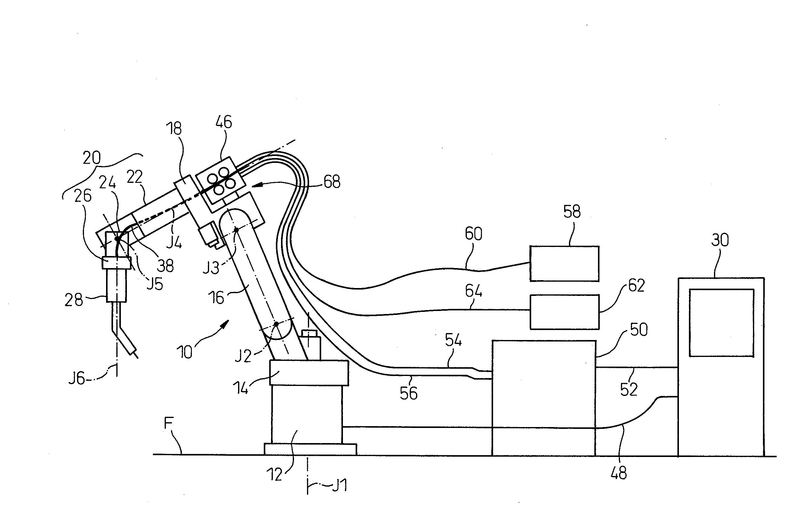 Robot having arm in which umbilical member is accomodated