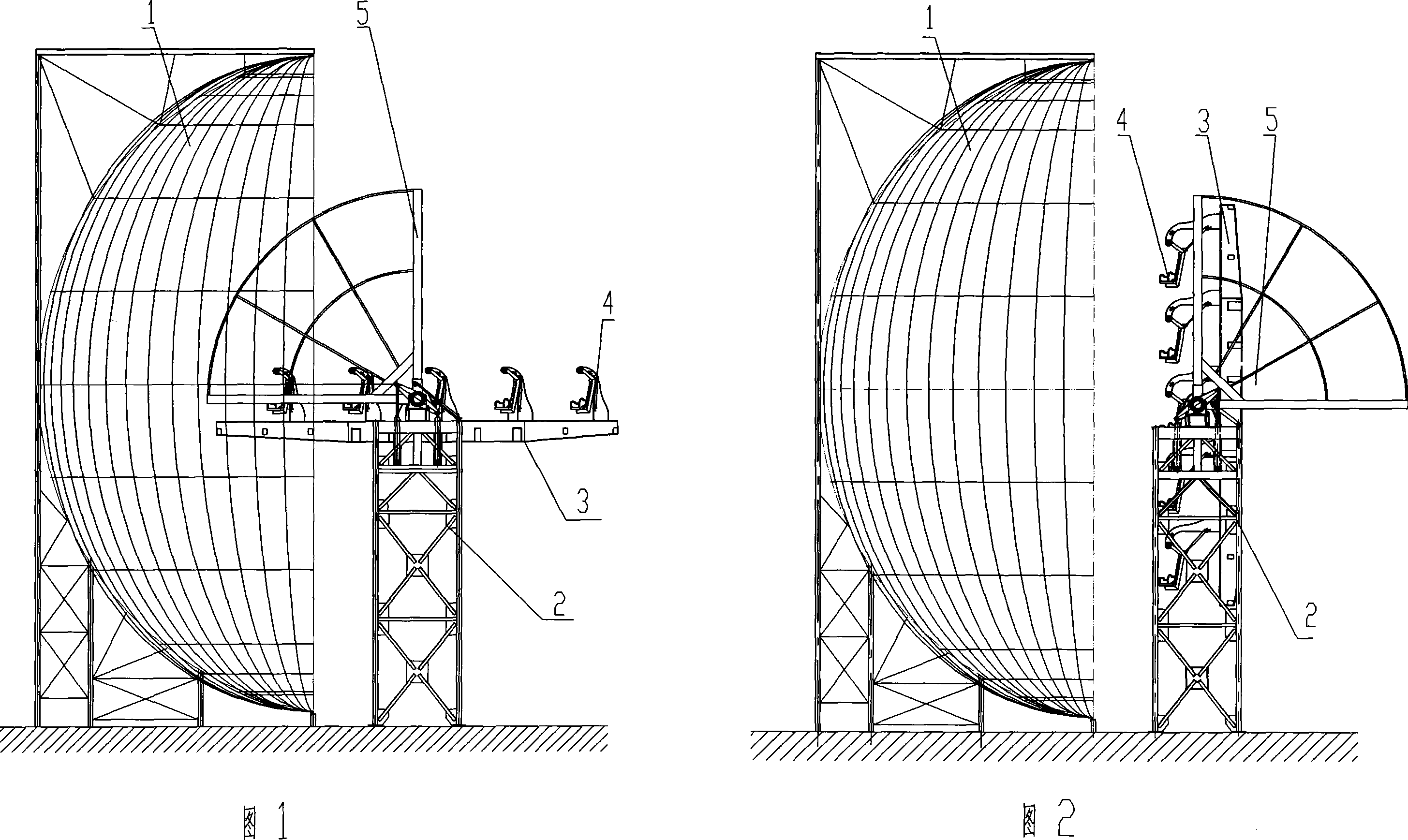 Rotary viewing platform of spherical screen cinema