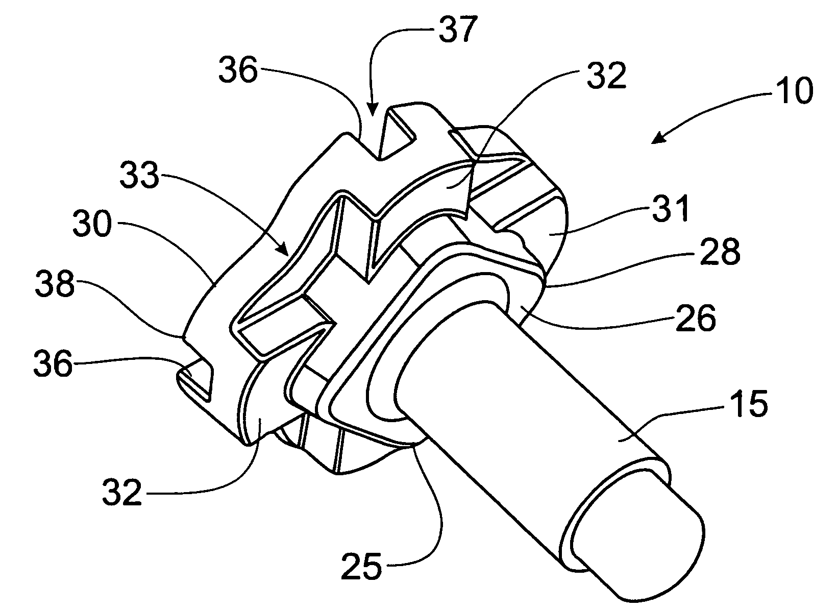 Waffle stud for insert molded plastic members