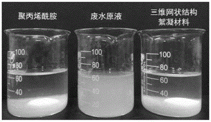 Preparation method for three-dimensional network structure flocculation material structured by bacterial cellulose