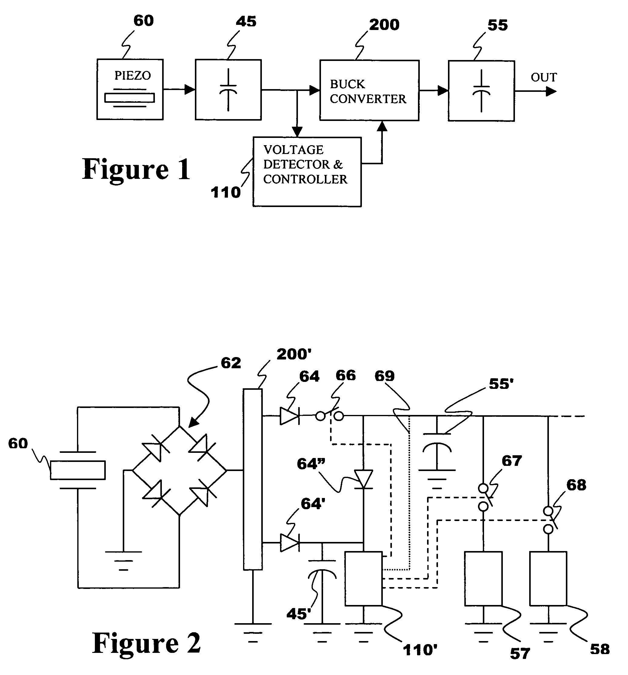 Power conversion from piezoelectric source with multi-stage storage