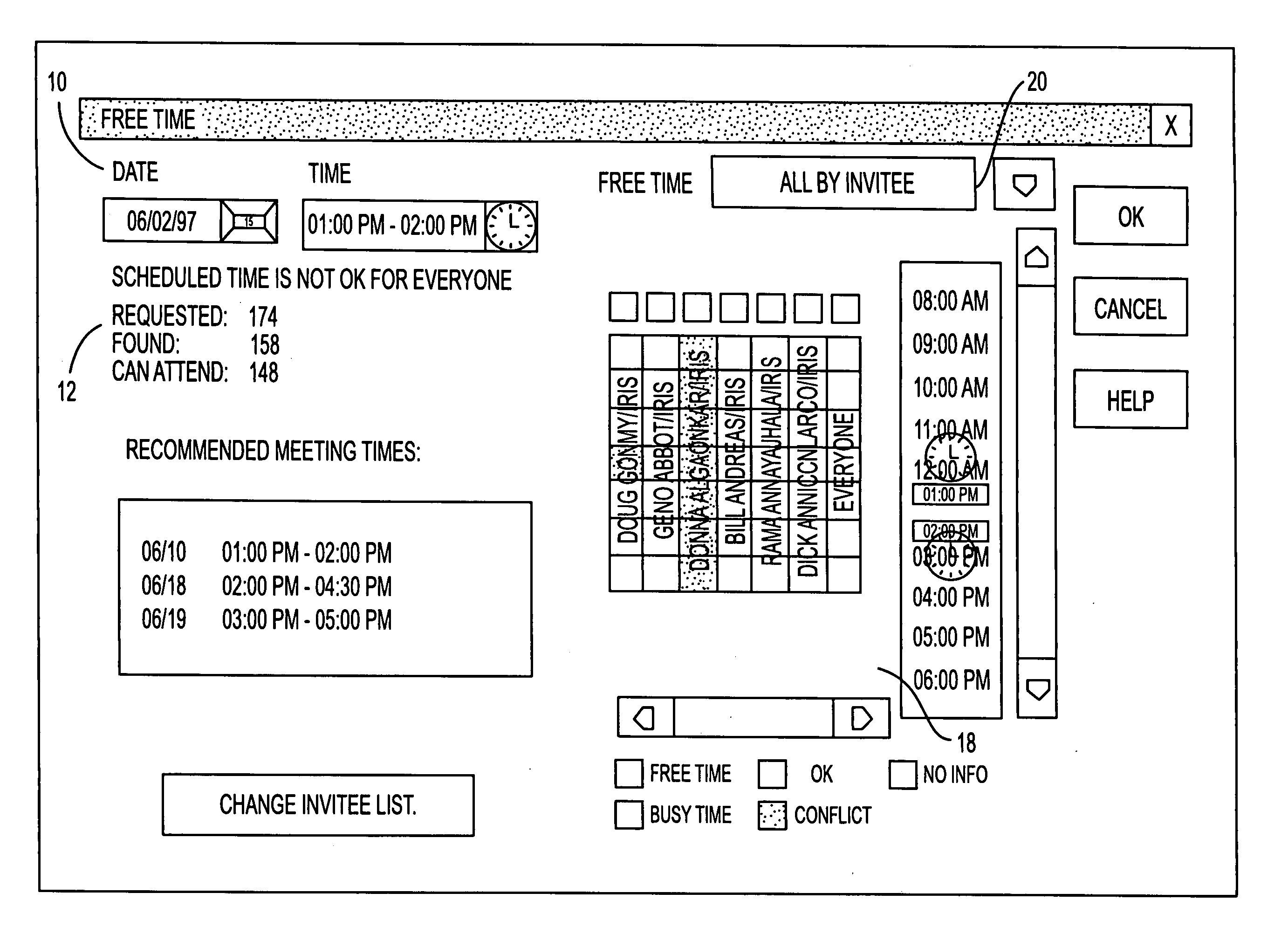 Electronic calendar with group scheduling and storage of user and resource profiles