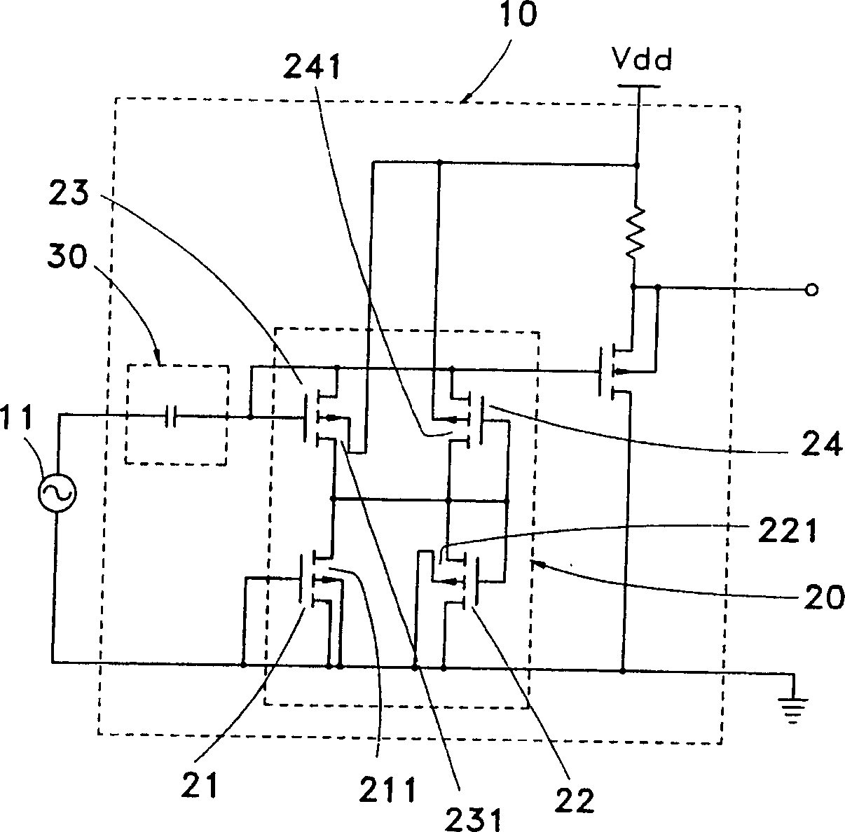 Impedance circuit of microphone preamplifier