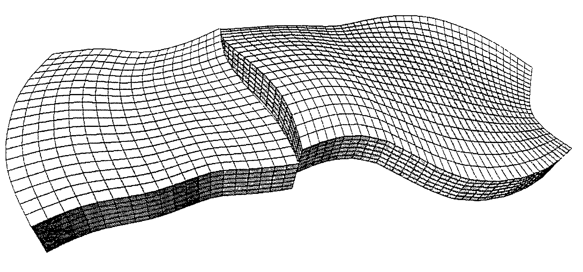 Method of generating a grid on a heterogenous formation crossed by one or more geometric discontinuities in order to carry out simulations