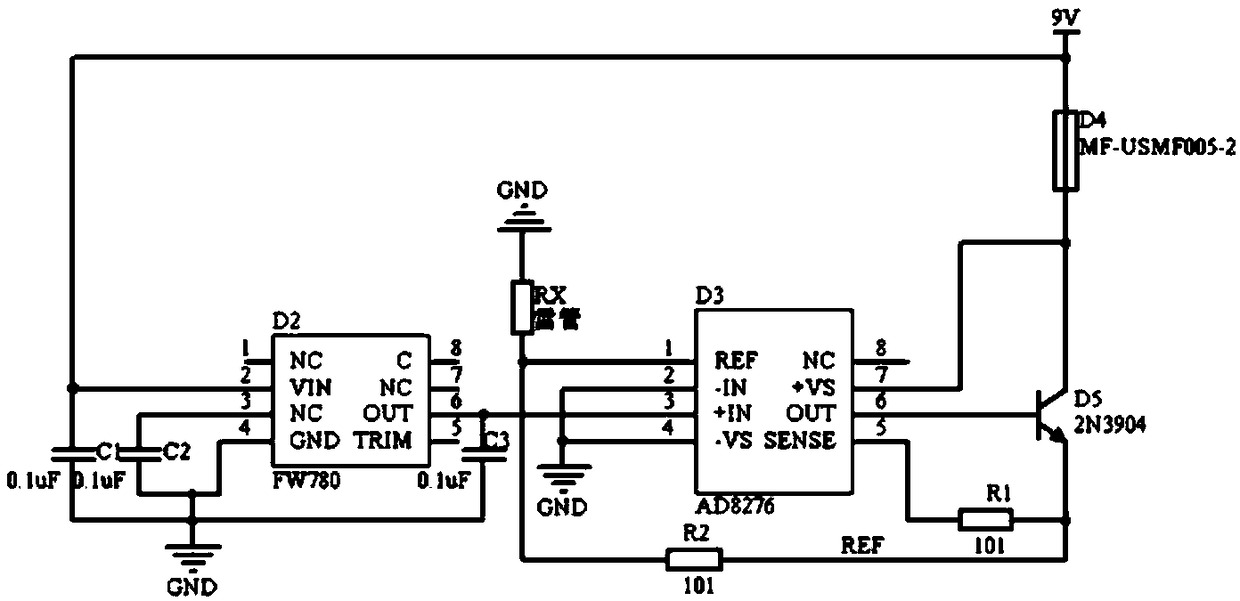 Detonator resistor testing device with overcurrent protection