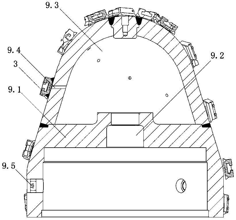 Wet cutting head or cutting drum assembly with detachable tooth seats