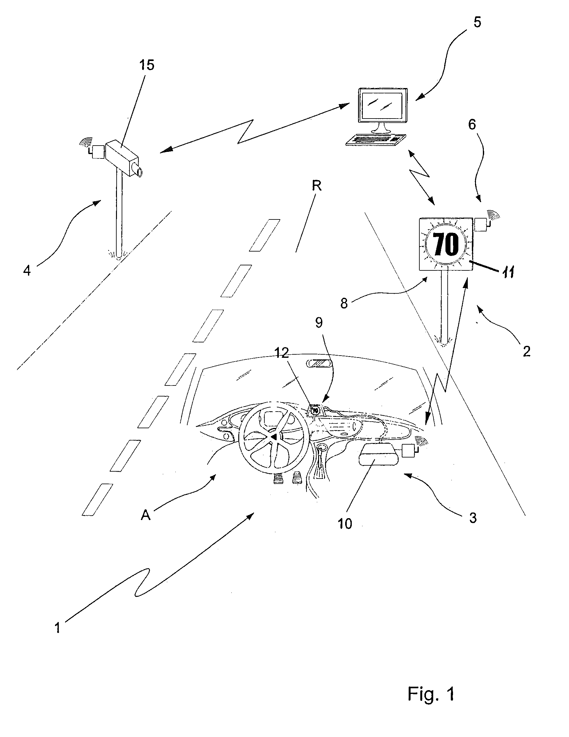 Interactive control system for controlling an urban and extra-urban road network subjected to safety and feature-related standards and/or restrictions