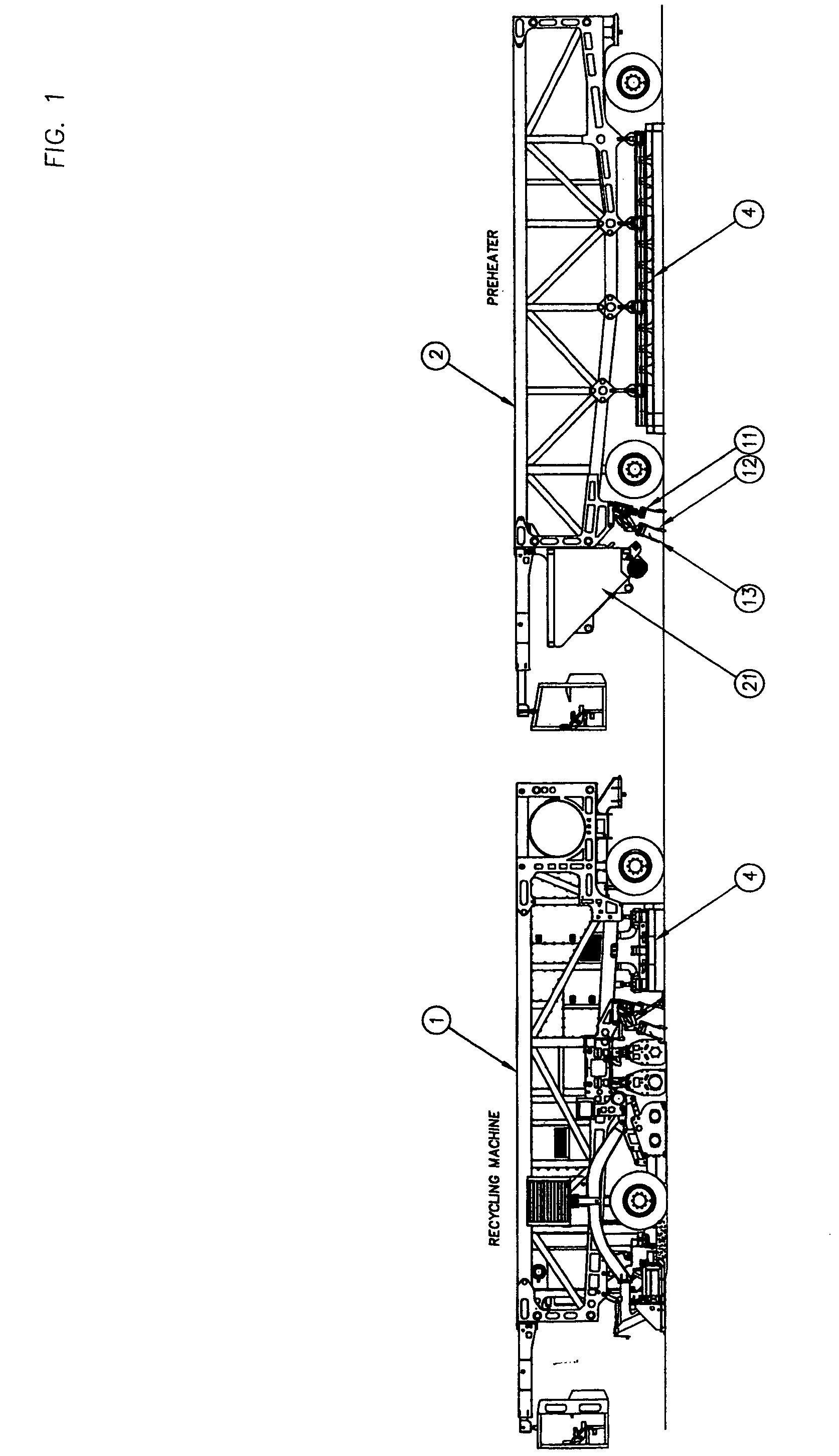 Hot in-place asphalt recycling machine