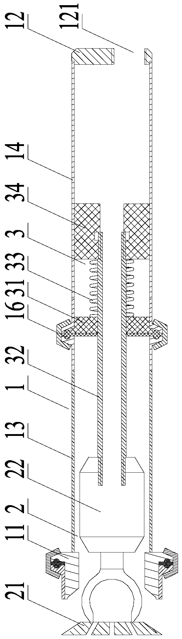 A pressure telescopic cleaning device