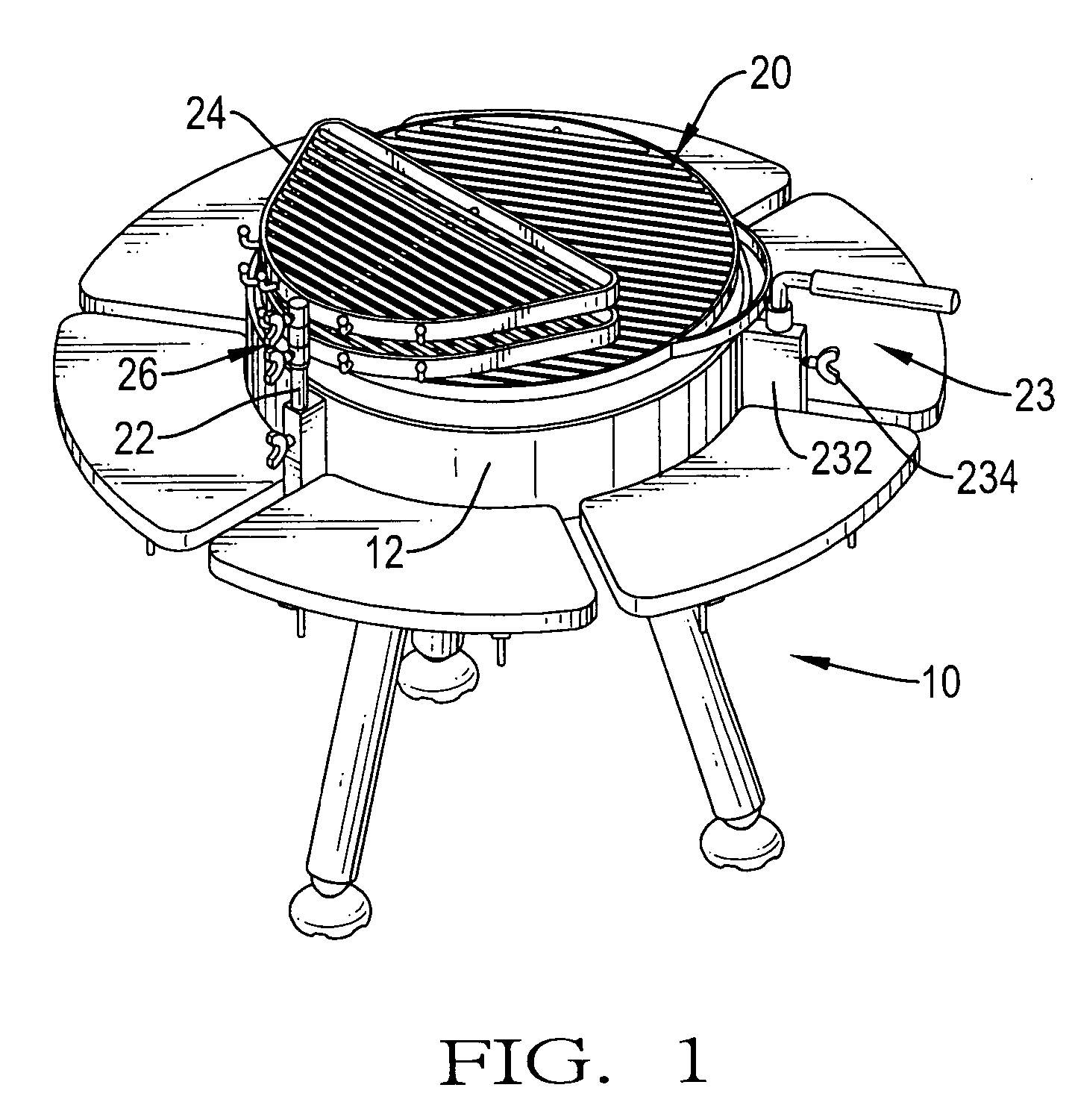 Barbecue cooker with an adjustable split grill assembly