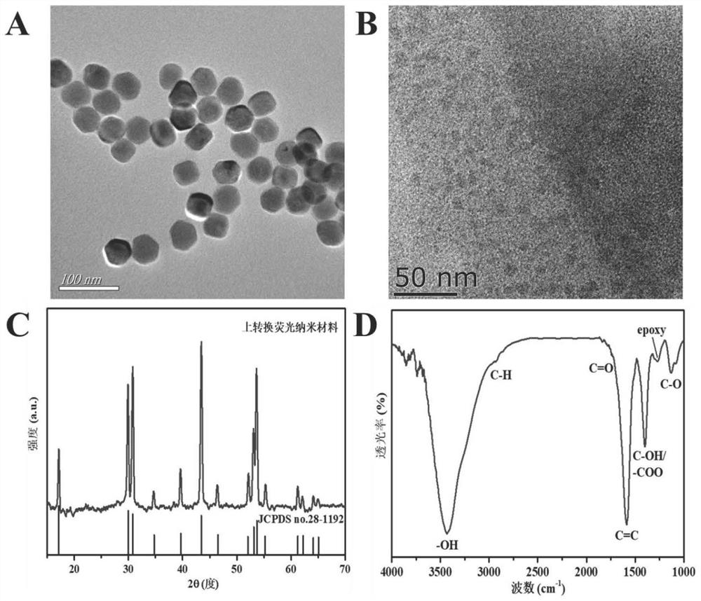 Preparation method of up-conversion fluorescence recognition probe as well as product and application of up-conversion fluorescence recognition probe