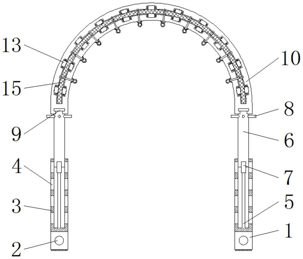 Adjustable support net rack capable of being kept attached to interior of tunnel for coal mining