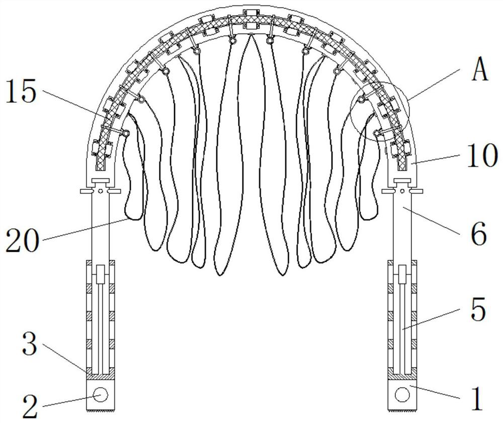 Adjustable support net rack capable of being kept attached to interior of tunnel for coal mining