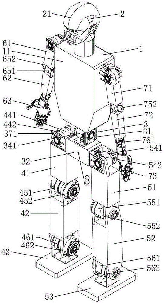 Humanoid robot based on hollow drivers and micro drivers