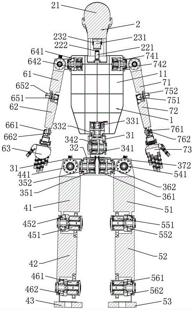 Humanoid robot based on hollow drivers and micro drivers