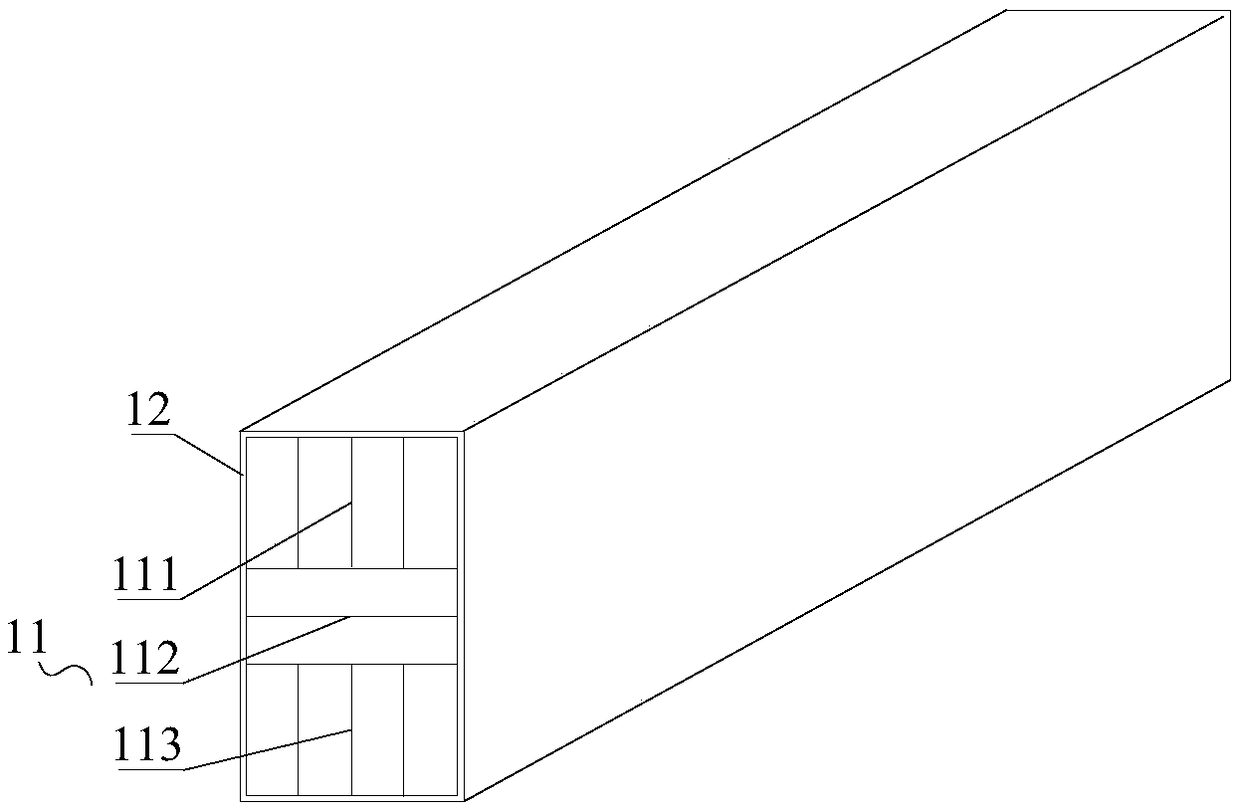 Composite wood beam and production line thereof