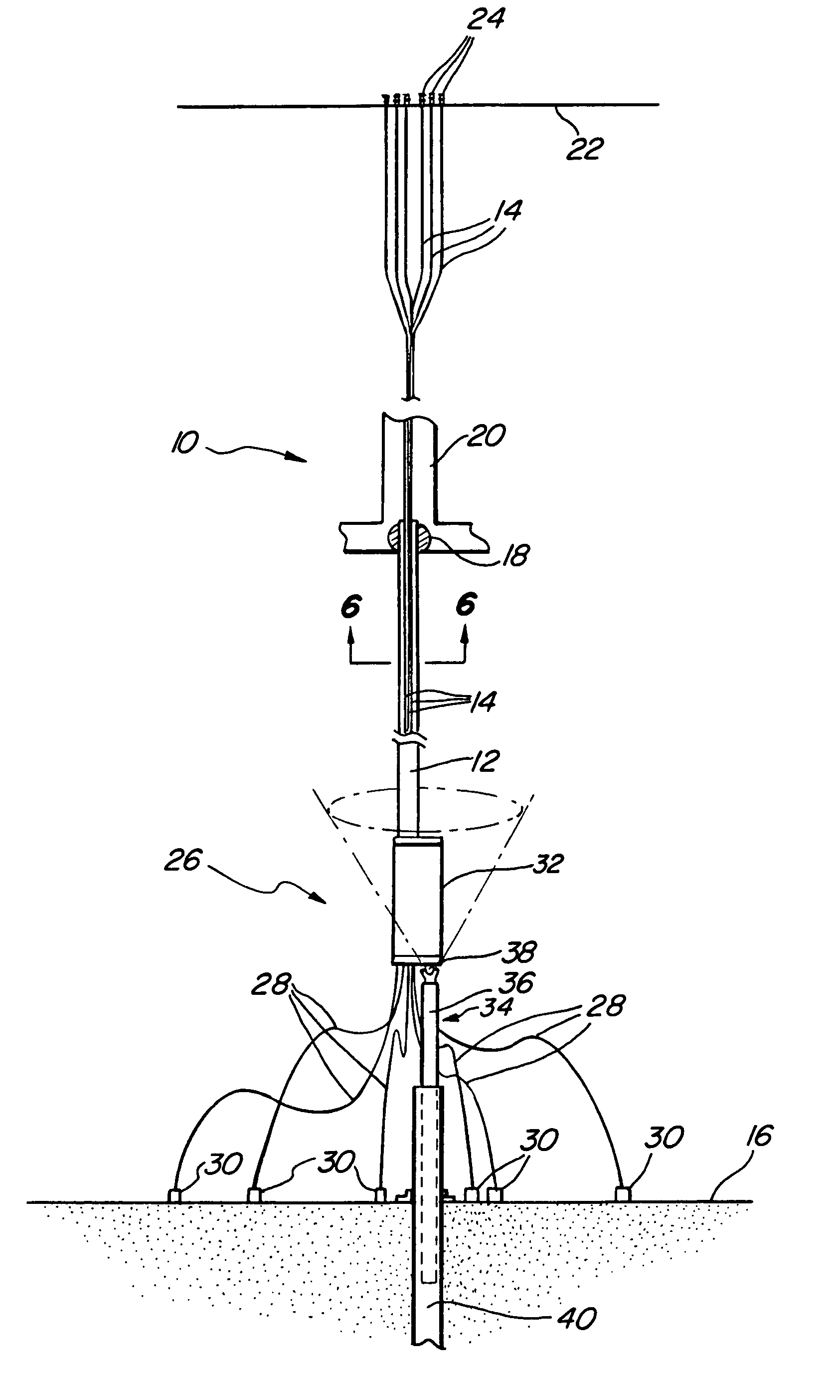 Bottom tensioned offshore oil well production riser