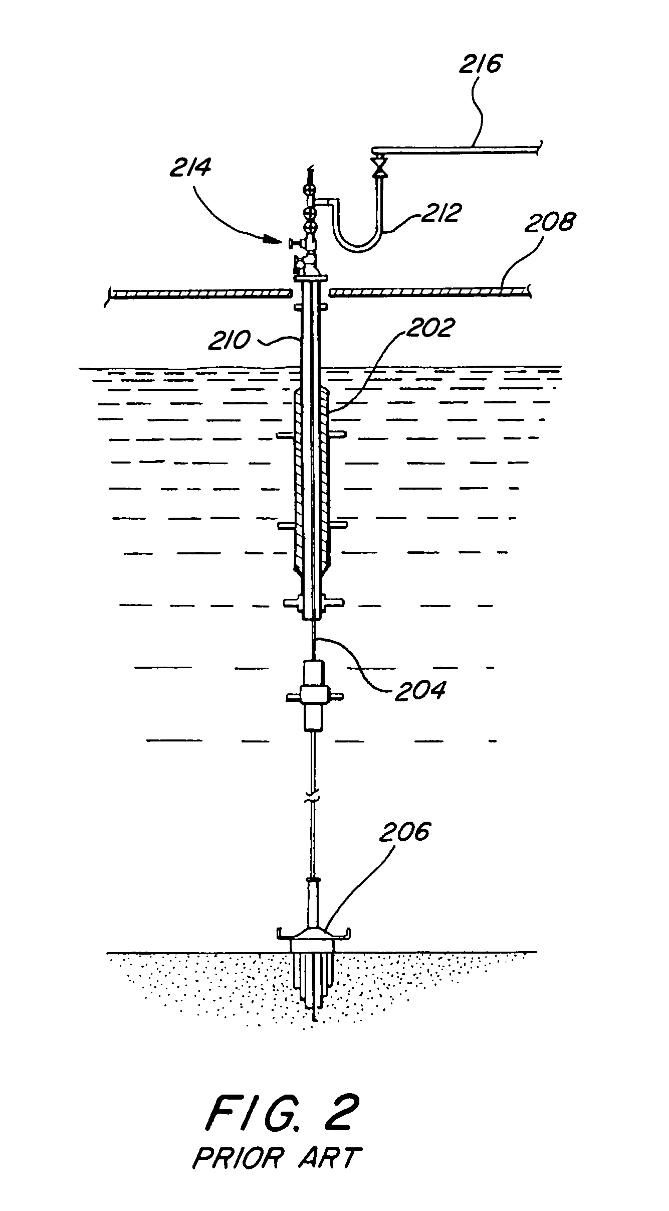 Bottom tensioned offshore oil well production riser