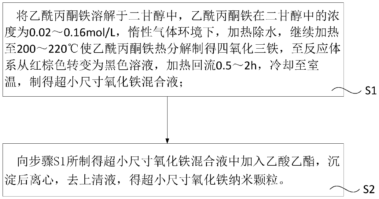 Preparation method of ultra-small-size iron oxide nanoparticles and application thereof