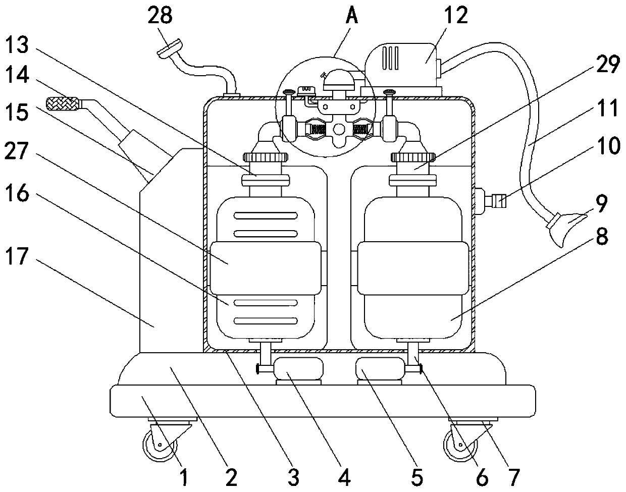 Concentration-adjustable anesthesia care device for anesthesiology department