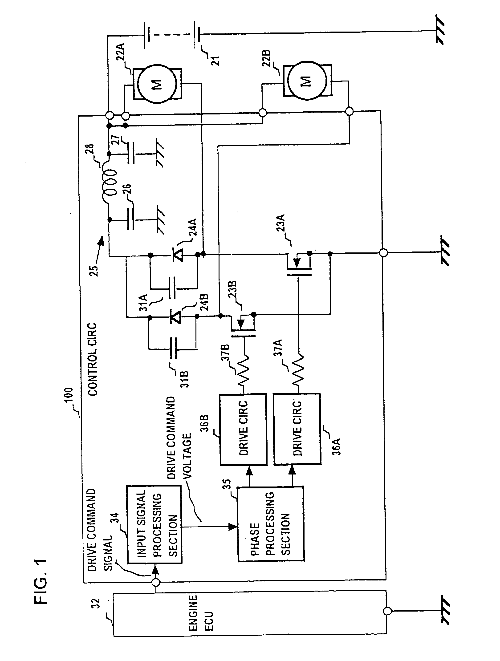 Drive apparatus for PWM control of two inductive loads with reduced generation of electrical noise