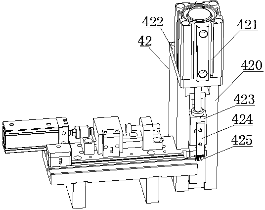 Metal inserting sheet downward-inserting separation mechanism of USB assembling machine