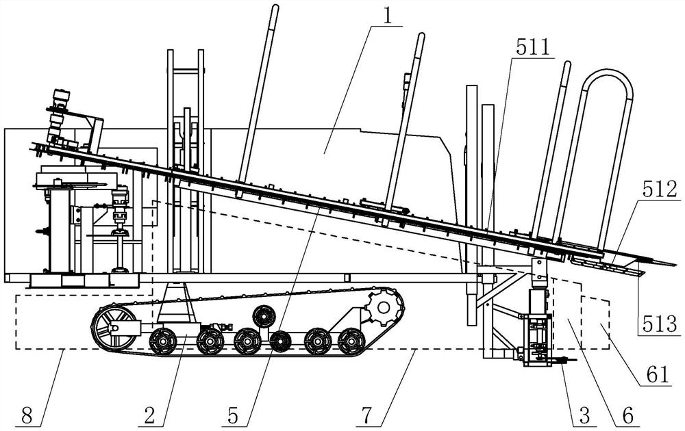 Undertaking chassis of ramie harvester