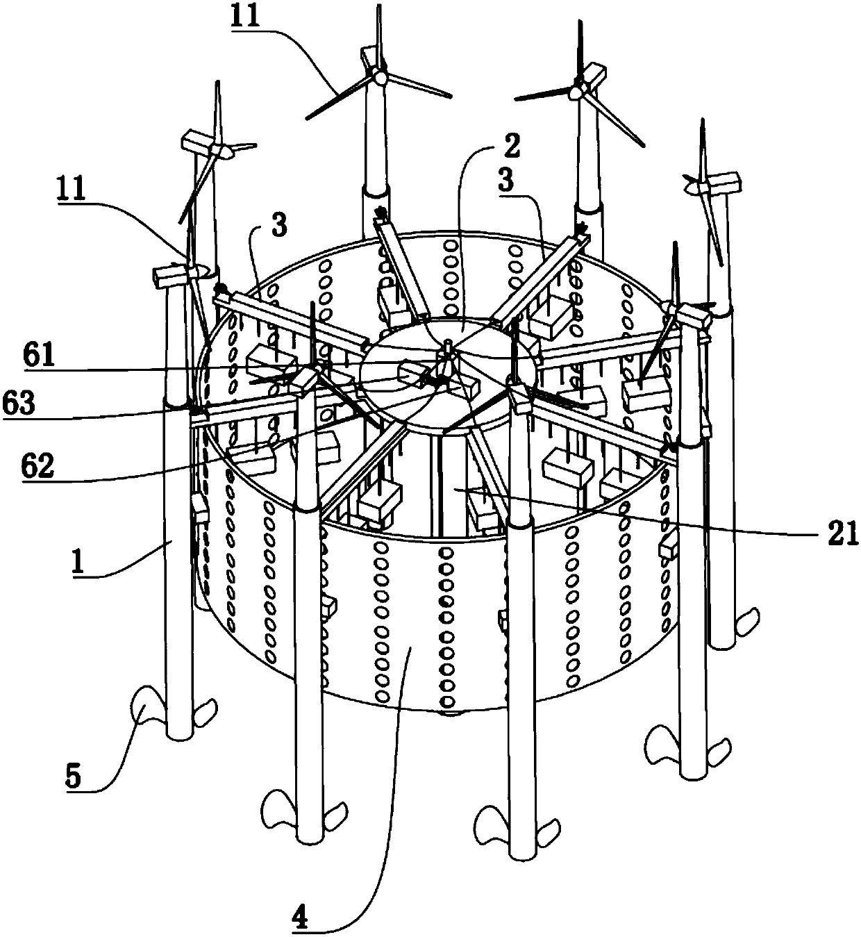 A marine farming method and device based on an offshore wind farm