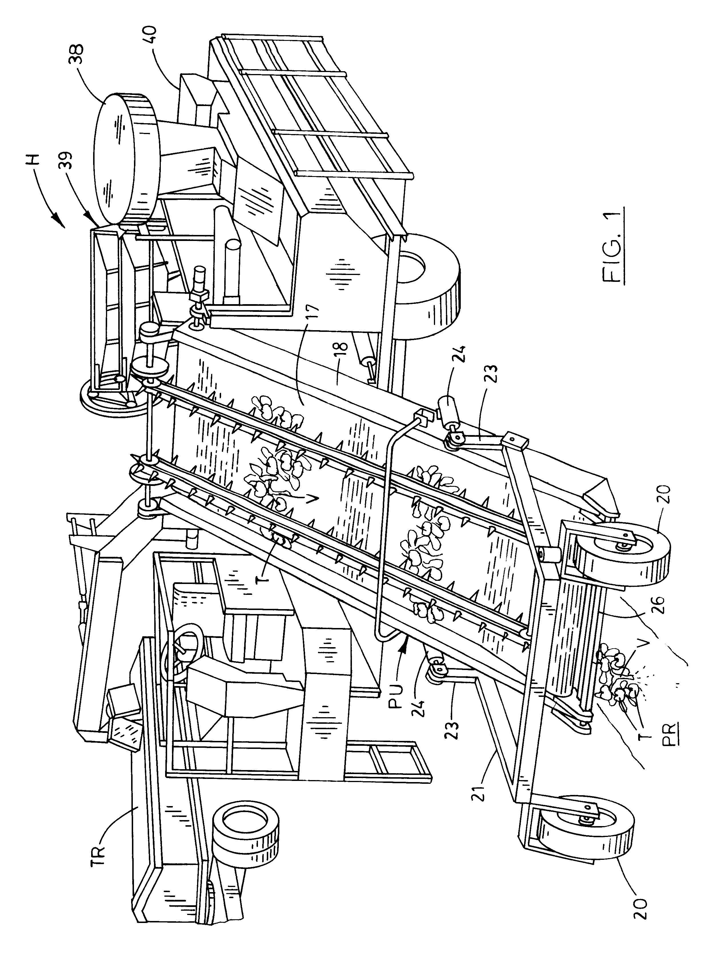 Food plant harvester with improved recovery system