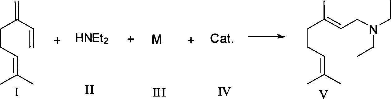 Synthesizing method of N,N-diethyl-3,7-dimethyl-(E)-2,6-octadiene-1-amine