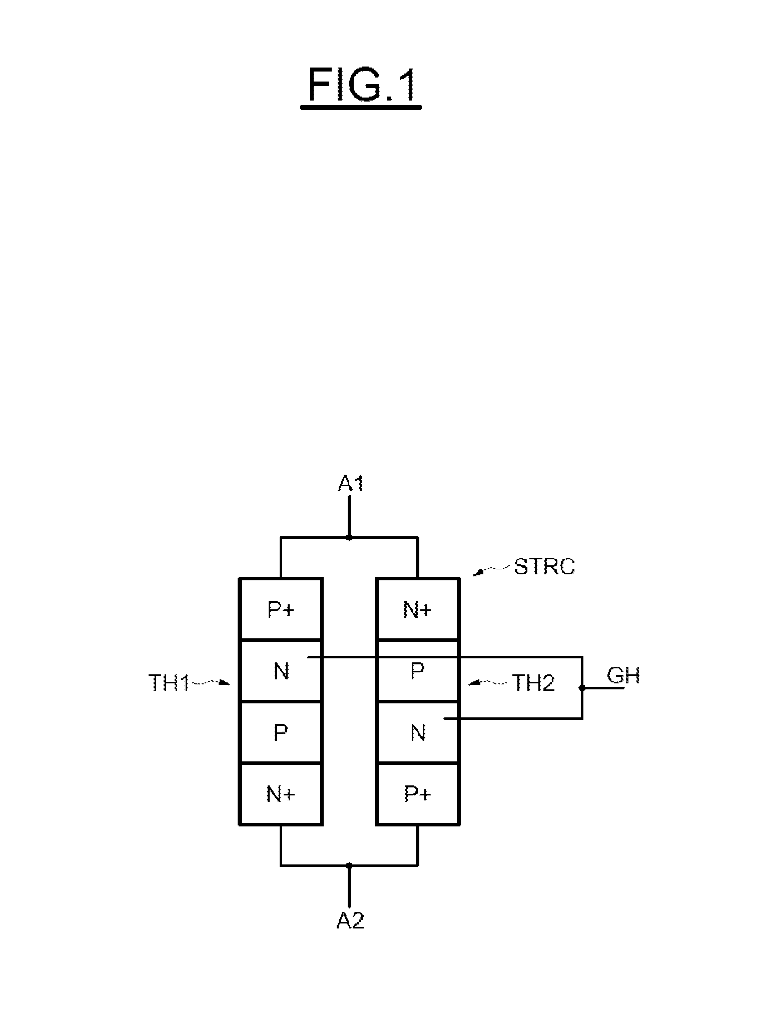 Electronic device for protection against electrostatic discharges, with a concentric structure