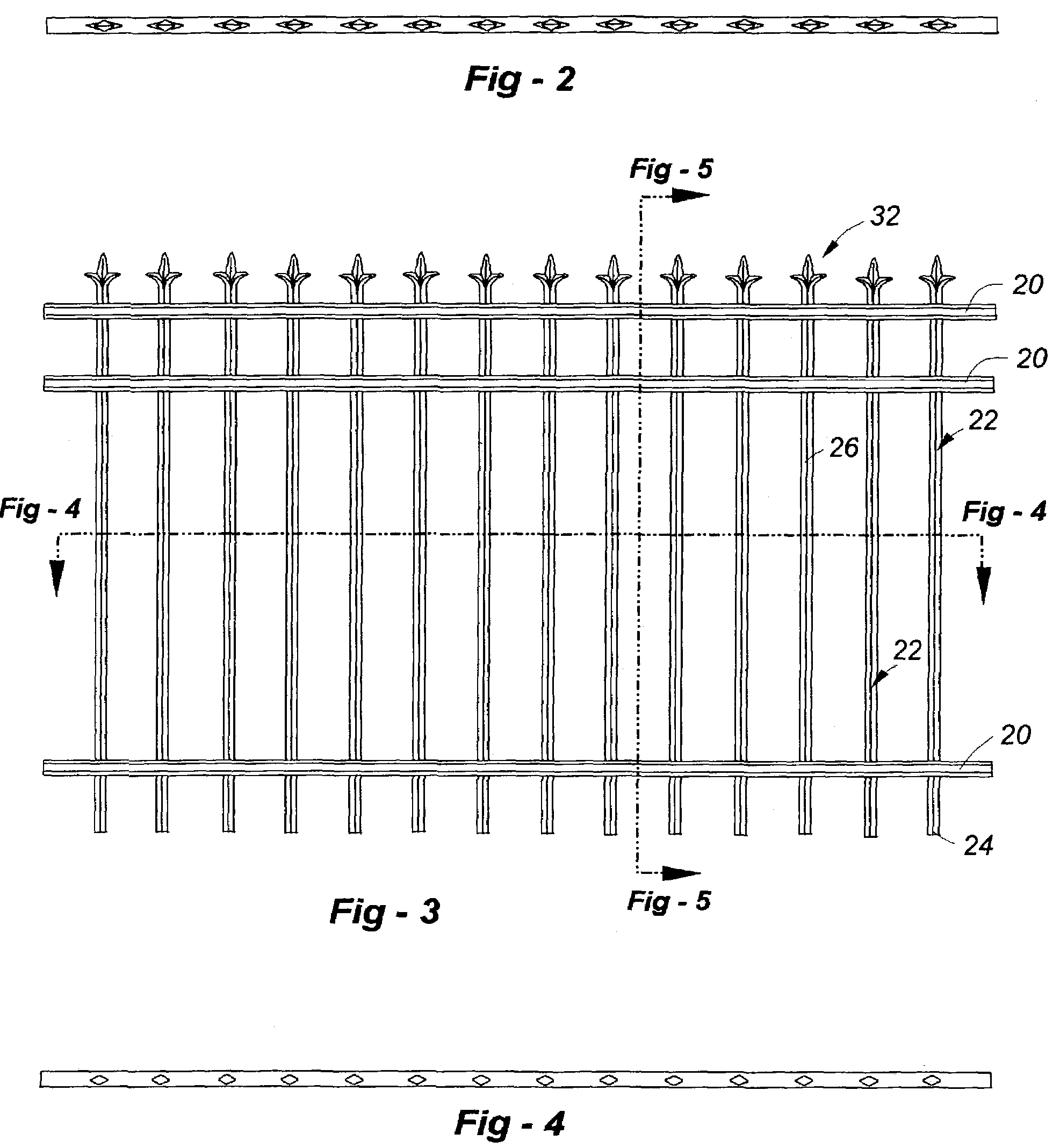 Plastic fencing simulative of wrought iron