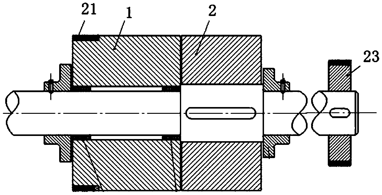 Method and device for spinning colorful slub yarn with two-component heterosynchronous two-stage drafting