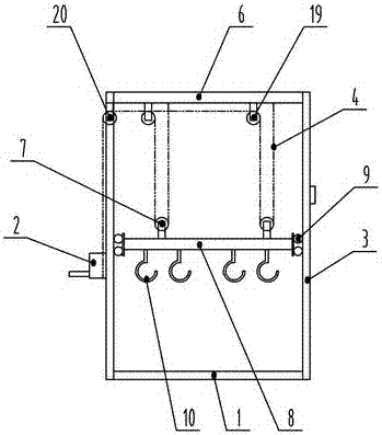 Split control rigging perpendicular storing device