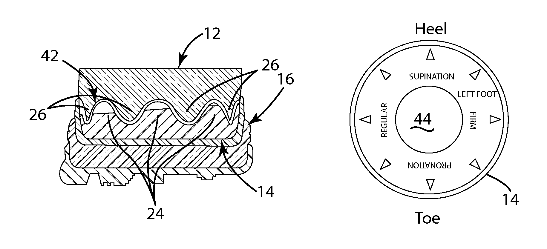 Adjustable footwear sole construction