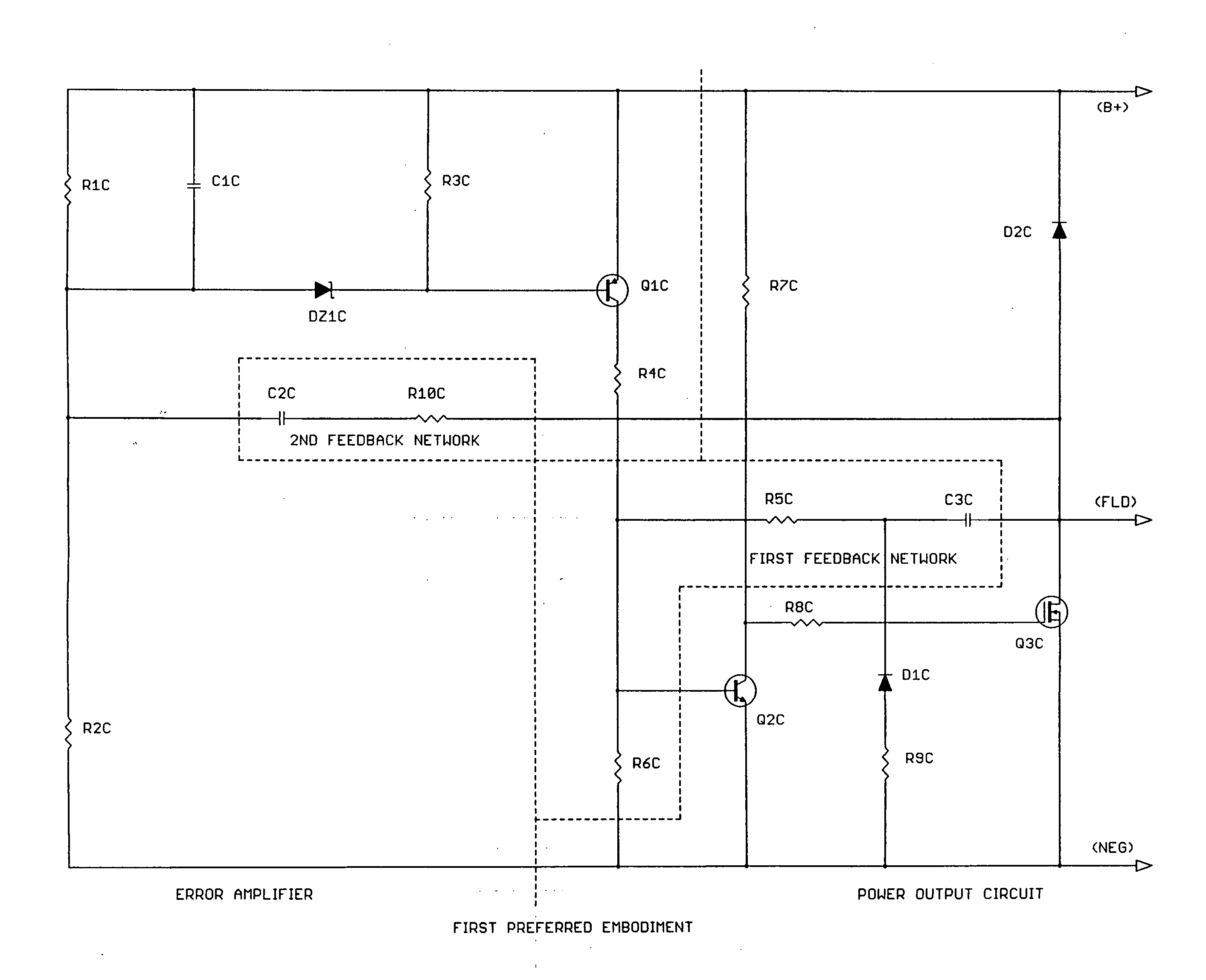 Pulse-position-modulated vehicular alternator voltage regulator with dual AC-feedback networks, controlled "OFF" period and low inserted electrical noise