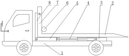 Flatbed road wrecker with small dip angle