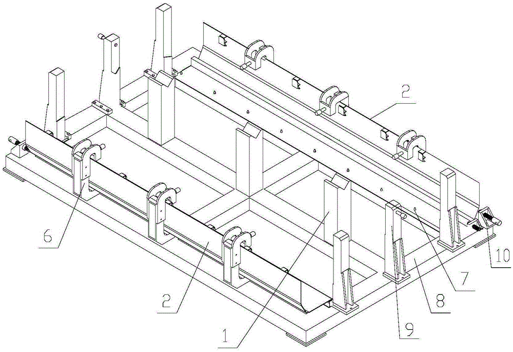 Assembly device for internal combustion locomotive cooling chamber steel structures and manufacturing method thereof