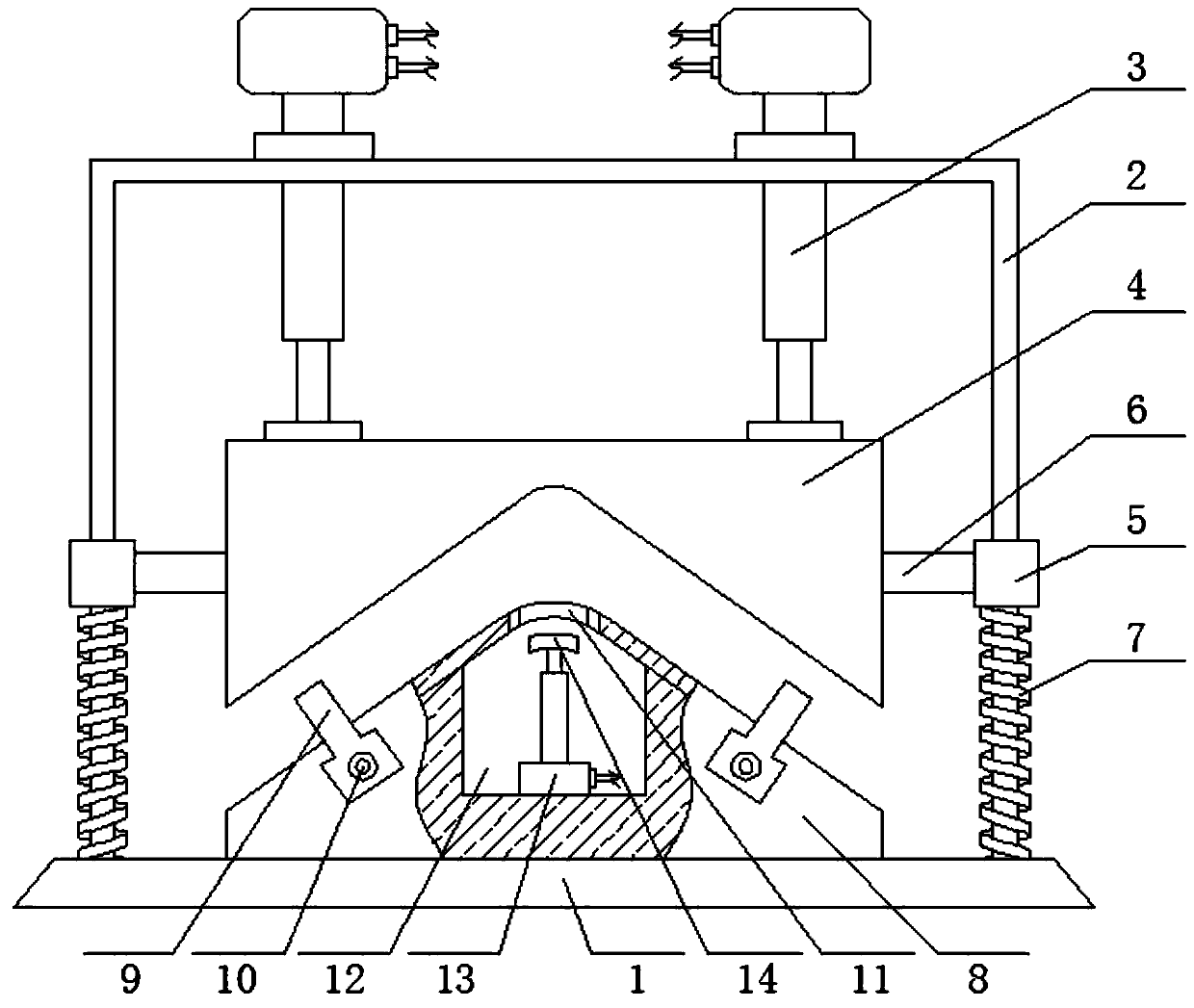 Edge cutting and bending one-time forming die for bracket of automobile fuel tank