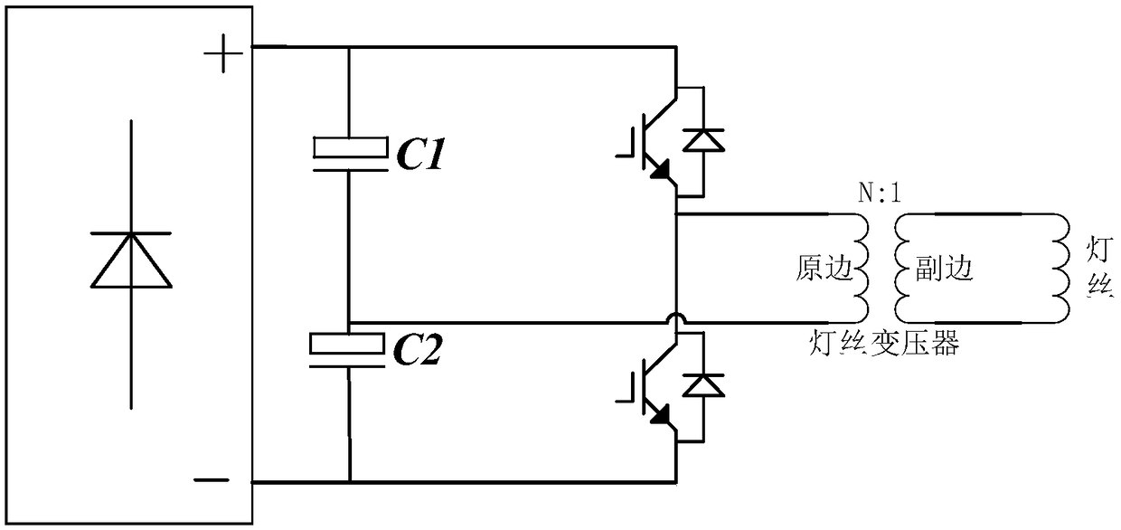 Filament current control method and device