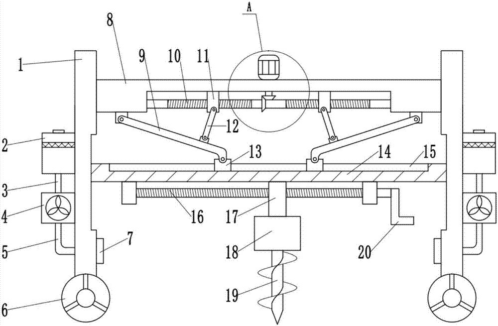 Pit digging apparatus used for tree planting in gardens and convenient to adjust