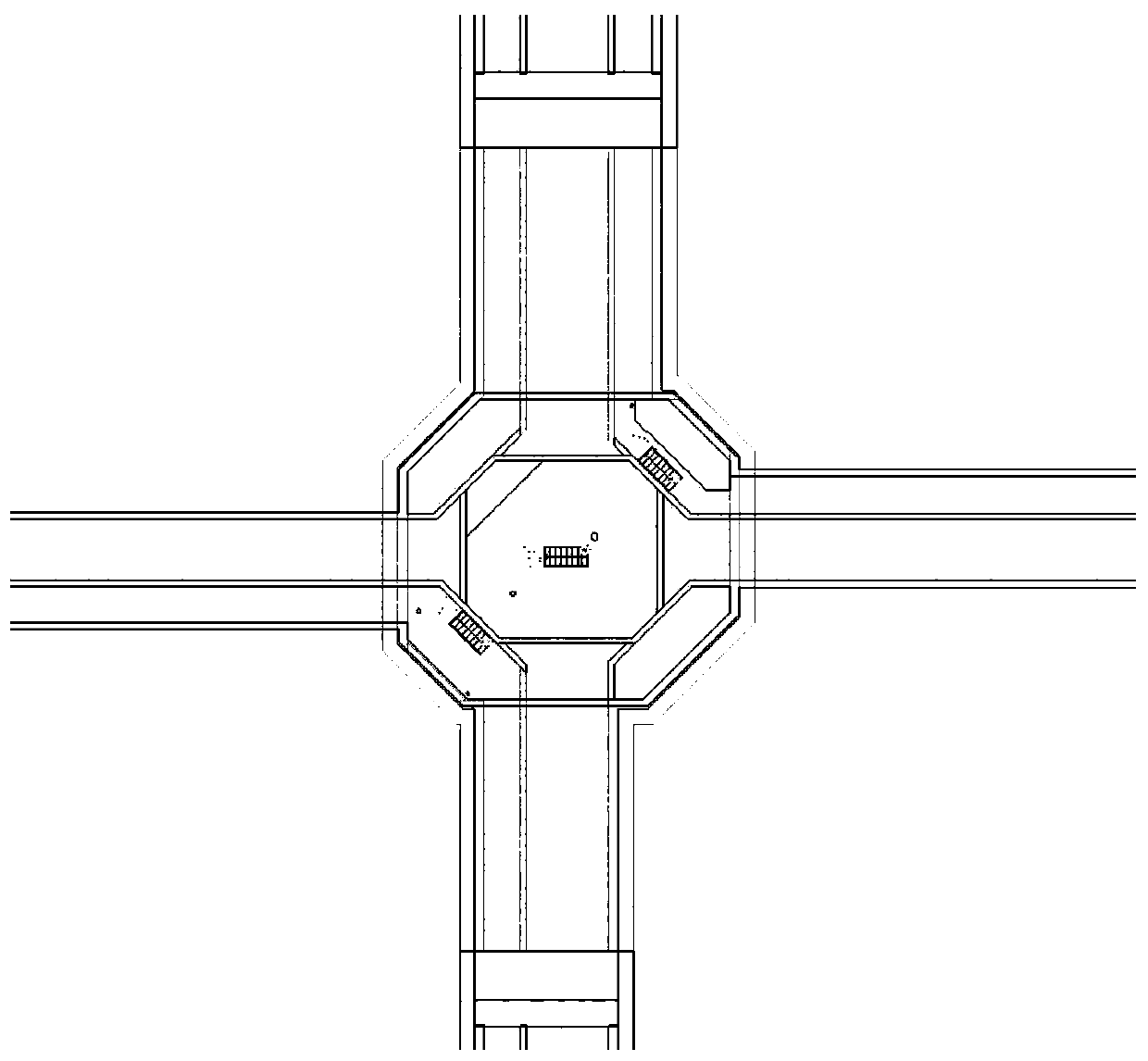 Crossroad underground walkway and comprehensive pipe rack co-construction structure and construction method thereof