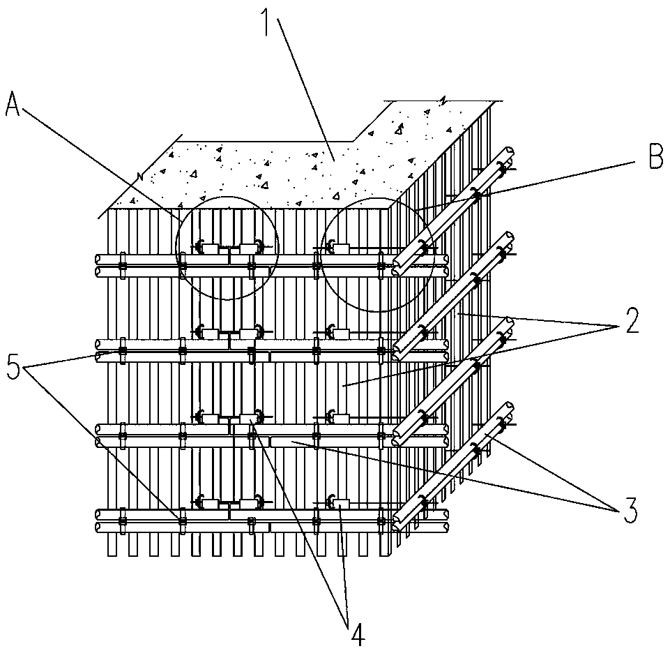 A formwork reinforcement method for the external corner of the shear wall and the position of the door opening