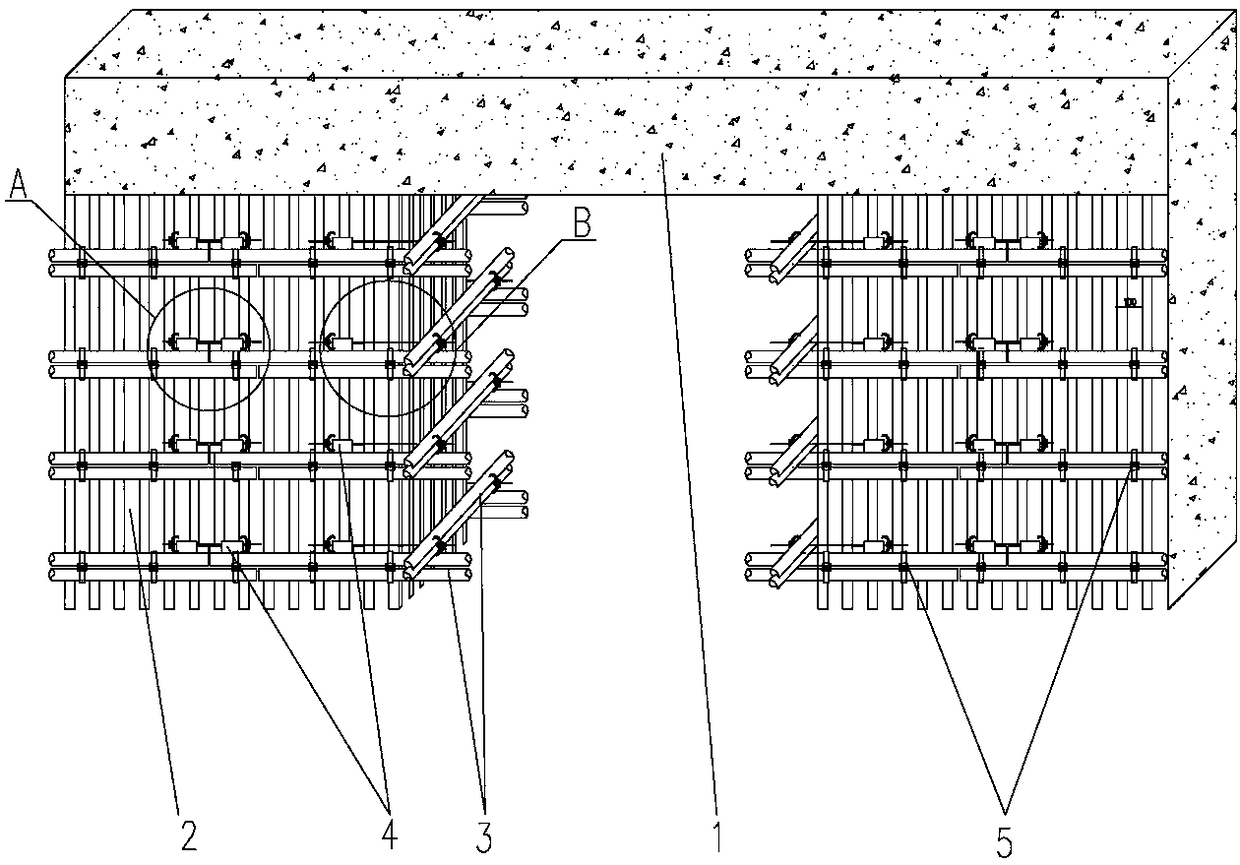 A formwork reinforcement method for the external corner of the shear wall and the position of the door opening